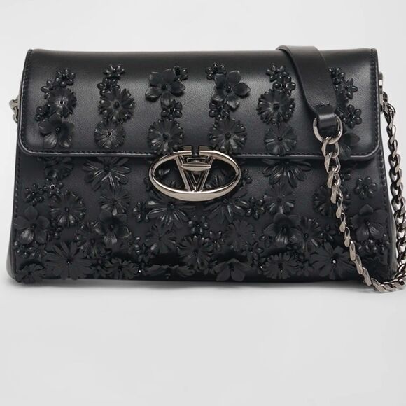 Valentino Garavani VLOGO Flower Leather Shoulder Bag NWT - Picture 1 of 9